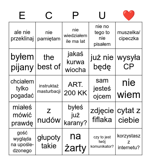 ECPU Bingo Card