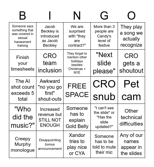 All Mans 12/2024 Bingo Card