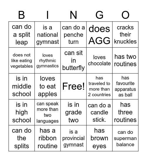 Find someone that... Bingo Card