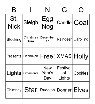 Holiday Bingo Card
