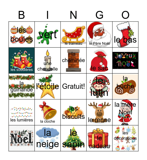 Bingo de Noël Bingo Card