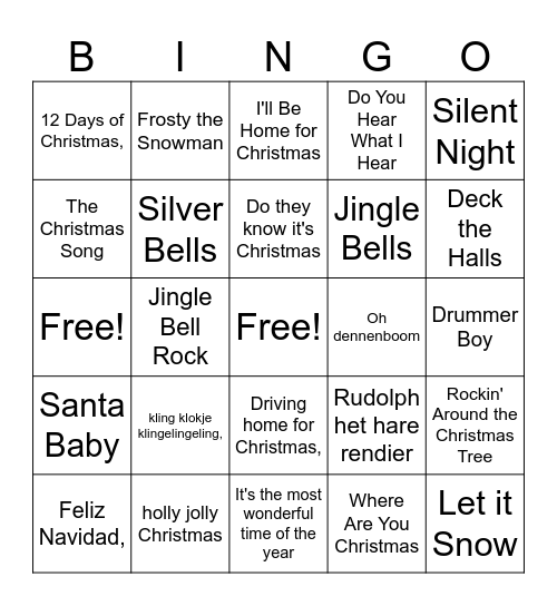 Christmas Bingo Card