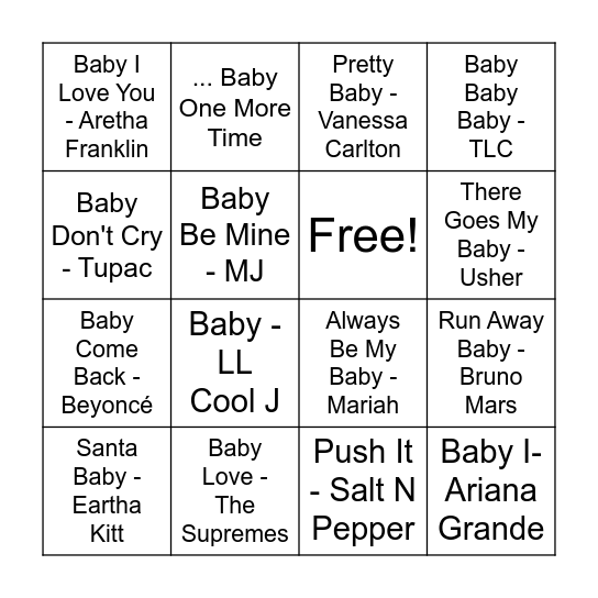 Baby Bingo Card