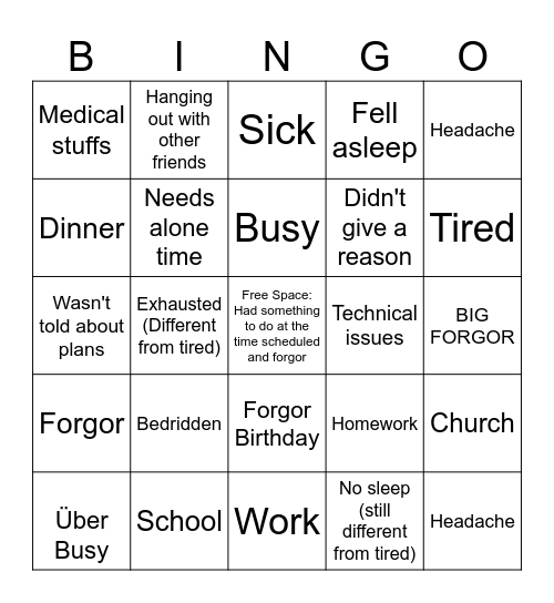 Push-Back Bingo: 3rd Edition Bingo Card