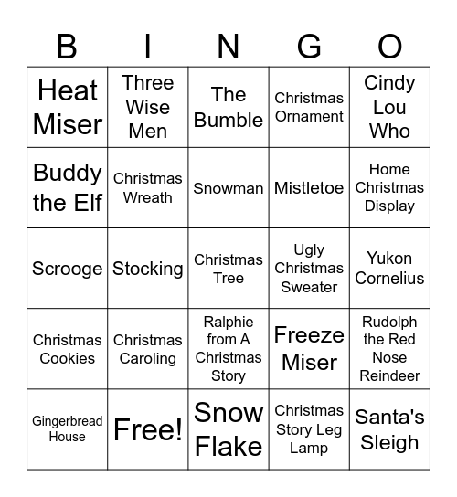 Christmas Bingo Card