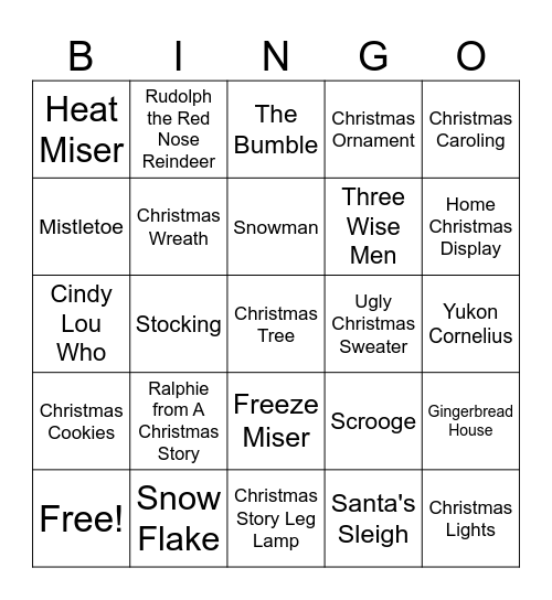 Christmas Bingo Card