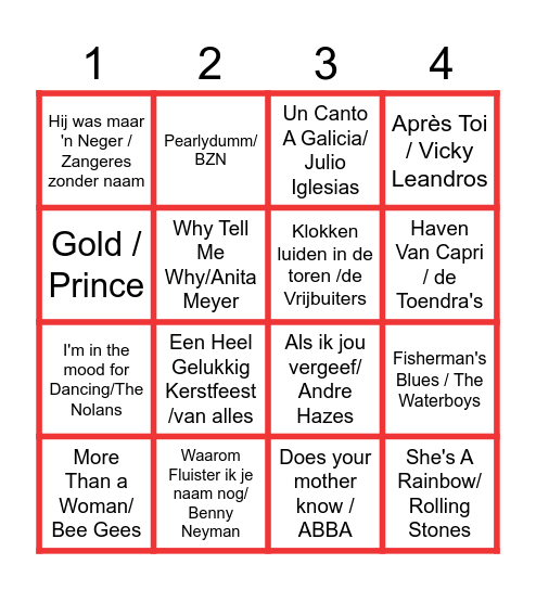 Kerstbingo bij de Vermeulentjes! Bingo Card