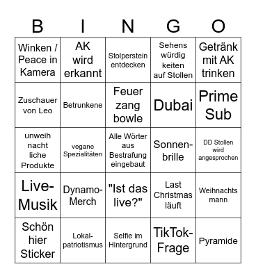 DRESDEN Bingo Card