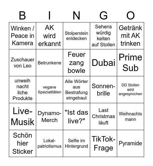 DRESDEN Bingo Card