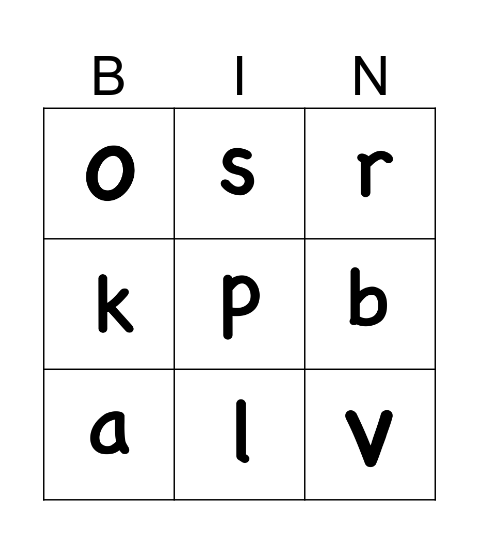 Bingo letters eind p2 Bingo Card