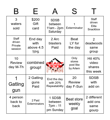 Four walls Bingo Card