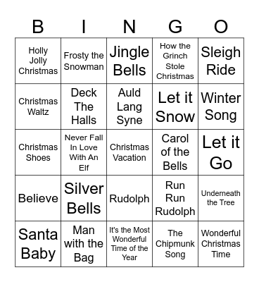 HOLIDAY 16 BAR Bingo Card