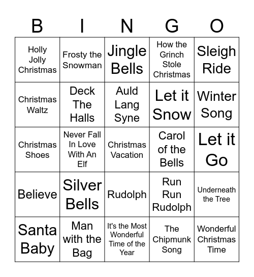 HOLIDAY 16 BAR Bingo Card