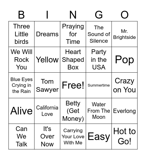 DT Bingo Card