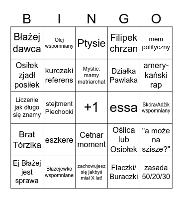 Sylwester 2024 Bingo Card
