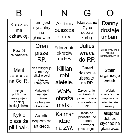 IGRP Edycja 2025 Bingo Card