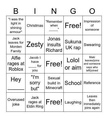 Discord Call Bingo Card