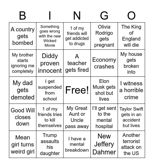 2025 BINGO Card Bingo Card