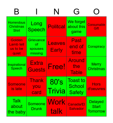 Chrismas Bingo Card