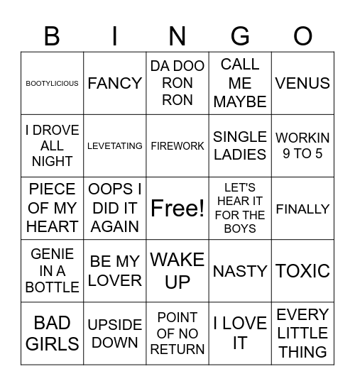 SINGO BINGO Card