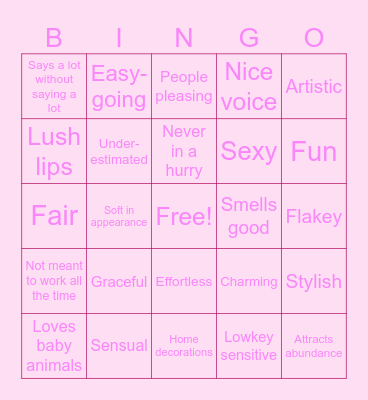 Venus Bingo Card