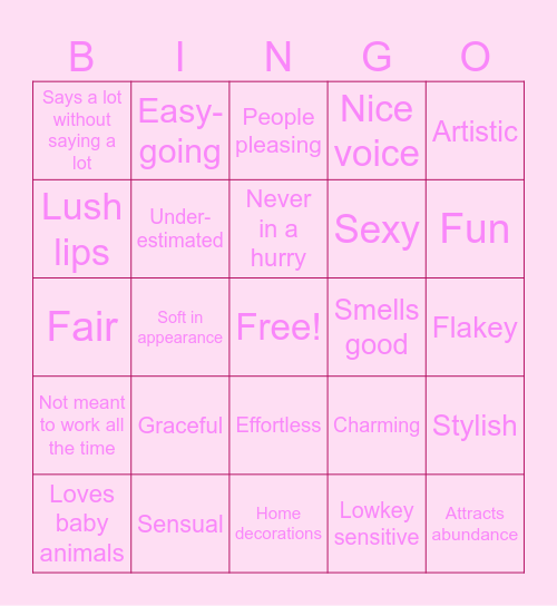 Venus Bingo Card
