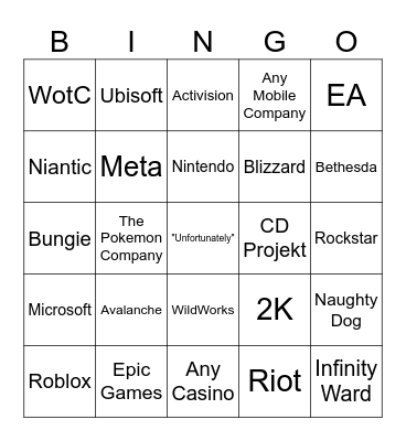 Application/Interview Rejection Bingo Card