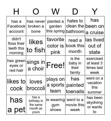 REEDER REUNION Bingo Card