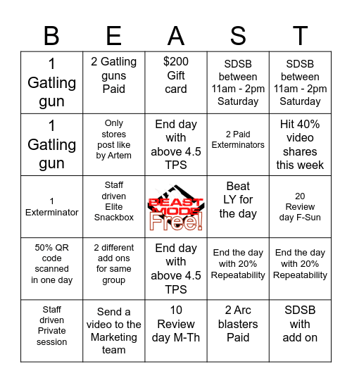 Four walls Bingo Card