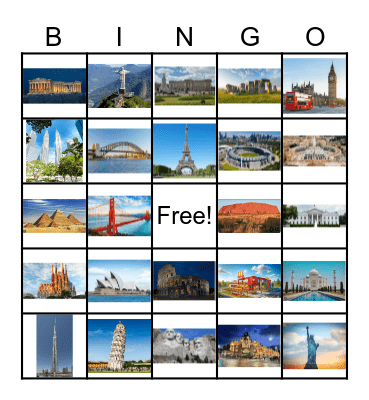 Famous Landmarks Bingo Card