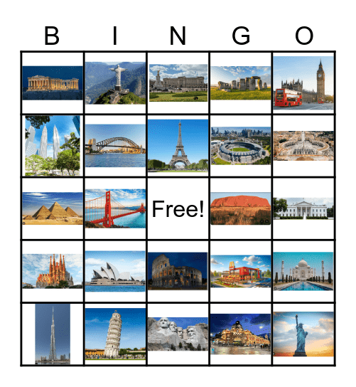 Famous Landmarks Bingo Card