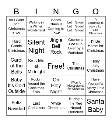 Christmas Karaoke Bingo Card