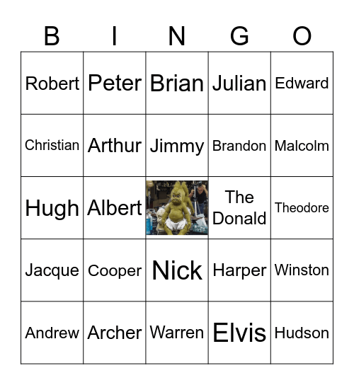 Boy Name Bingo Card