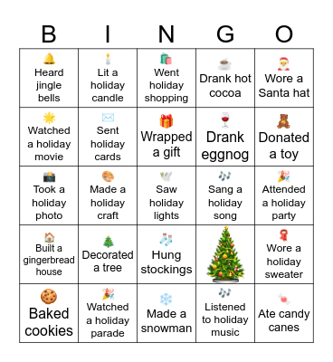 Holiday Bingo Card