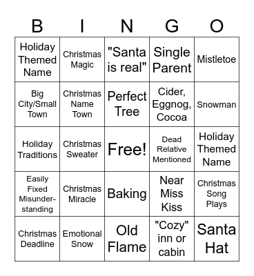 Christmas Movie Bingo Card