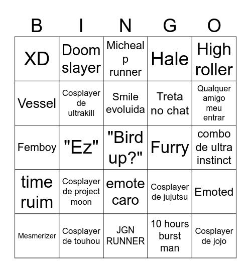 Item asylum sendo normal (modo easy) Bingo Card