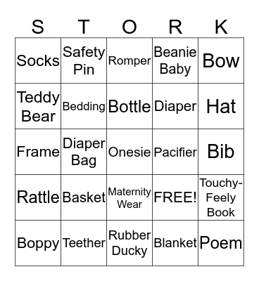 Sarah's Shower Bingo! Bingo Card