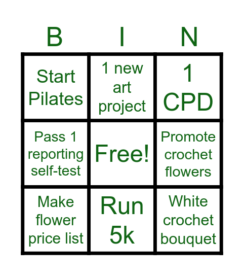 Resolution bingo Card