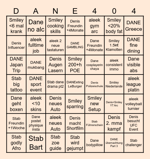 DANE BINGO 2025 Bingo Card