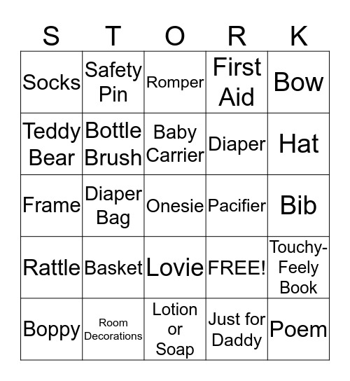 Sarah's Shower Bingo! Bingo Card