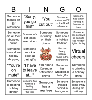 Virtual Holiday Party Bingo Card