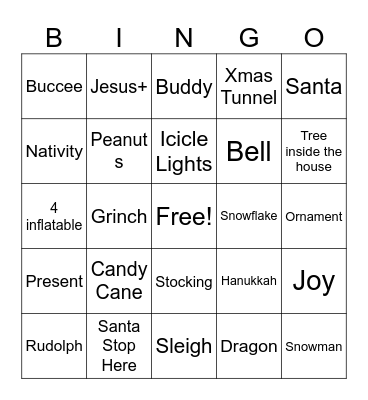 Neighborhood Xmas Bingo Card