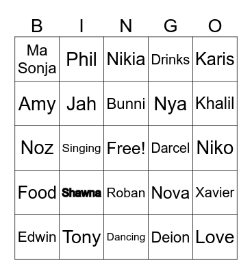 FAMILY Bingo Card