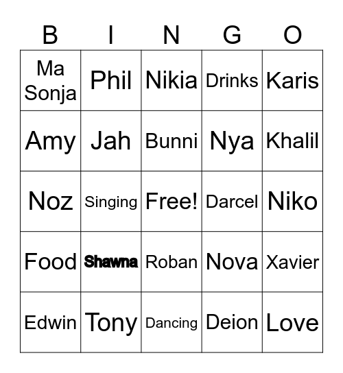 FAMILY Bingo Card