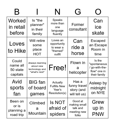 TCT Team Bingo Card