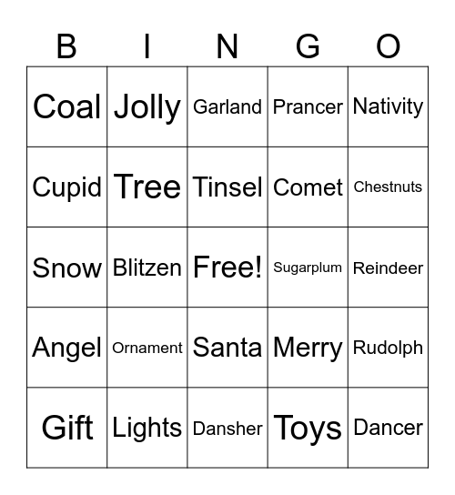 Christmas Bingo Card