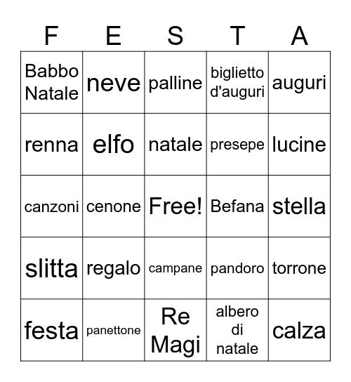 Tombola Natalizia Bingo Card
