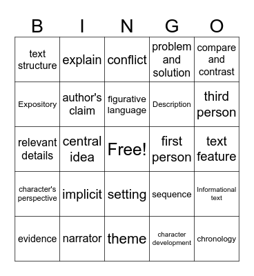 ELA Benchmark Bingo Card