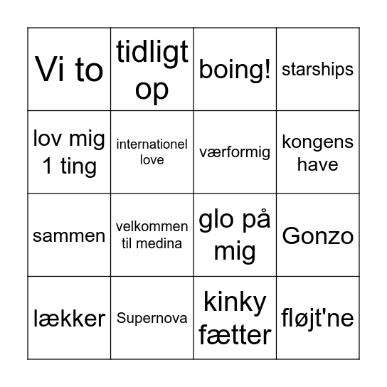 Musikbingo Card