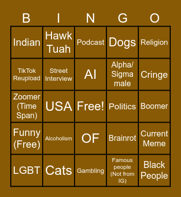 Instagram Reels 101 Bingo Card